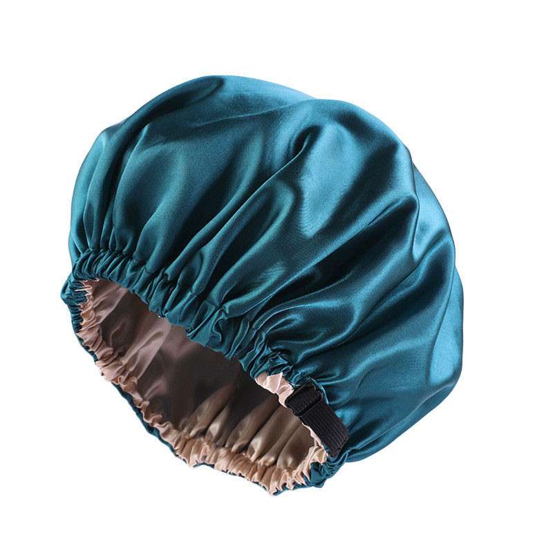 Satin Nightcap Invisible Flat Adjustable Buckle Artificial Silk Double Layer round Cap Shower Cap Beauty Hair Hat - 图片 9