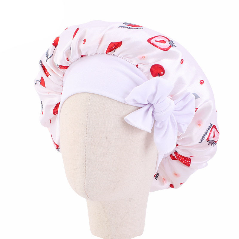 Children's Bow Satin Round Cap Baby Cute Nightcap Turban Hat - 图片 5