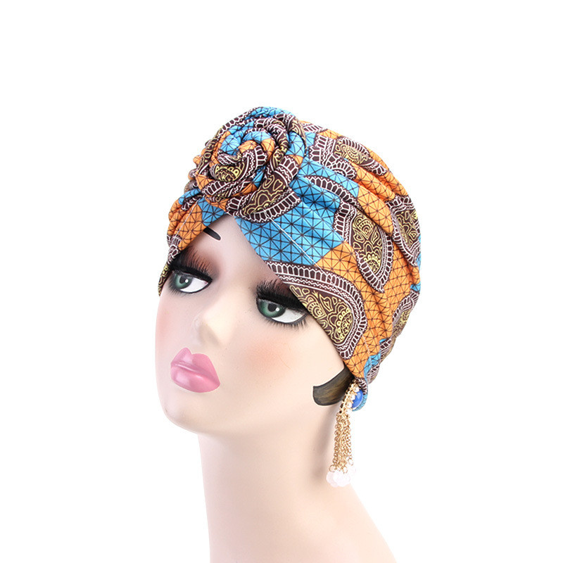 African Wind Vortex Knotted Turban Hat Fashion Hat Muslim Hat Baotou Cap Chemo Cap - 图片 16