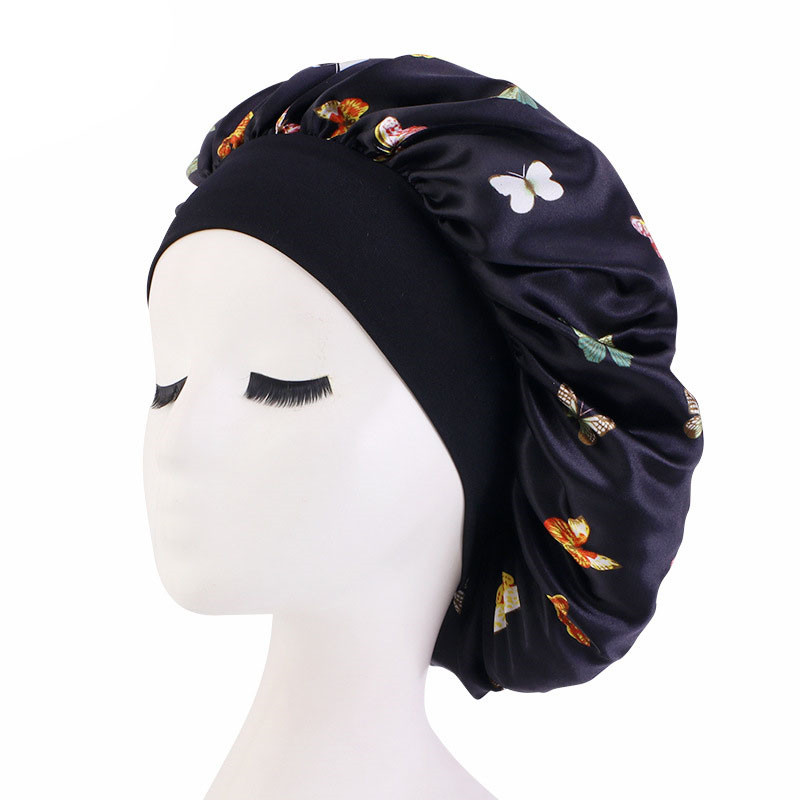 Pansy Type Satin Wide Brim Nightcap Shower Cap Beauty and Hairdressing Hat - 图片 16