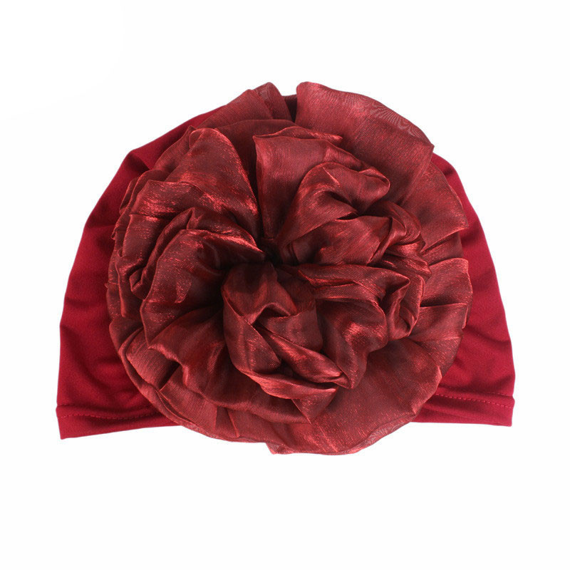Women's Big Flower Elastic Fabric Sleeve Cap Chemotherapy Hat Muslim Headscarf - 图片 12