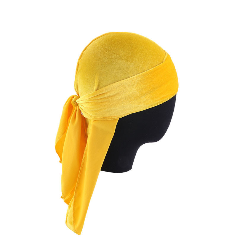 Velvet Long Tail Pirate Hat Long Streamer Tam-O'-Shanter Head-Wrapping Hat Durag - 图片 14
