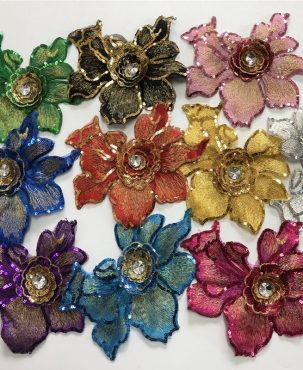 2pc Diamond Sequin Embroidered Flower Cloth Sticker Lace Computer Embroidered Patch Dance Clothing Ornaments Accessories Diy