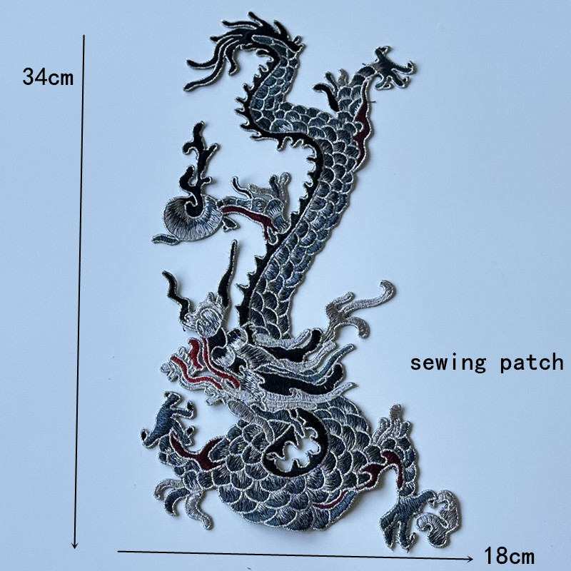 Blue Embroidered Dragon Cloth Sticker Cheongsam Denim Wear Skirt Decorative Patch Laminate Hand-Stitched without Adhesive - 图片 10