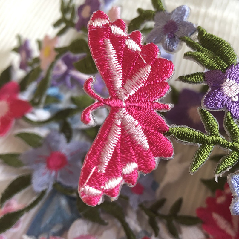 Pink Flower Computer Embroidered Cloth Sticker Patch Hole Adhesive Han Clothes Decoration Dance Skirt Accessories Diy - 图片 8