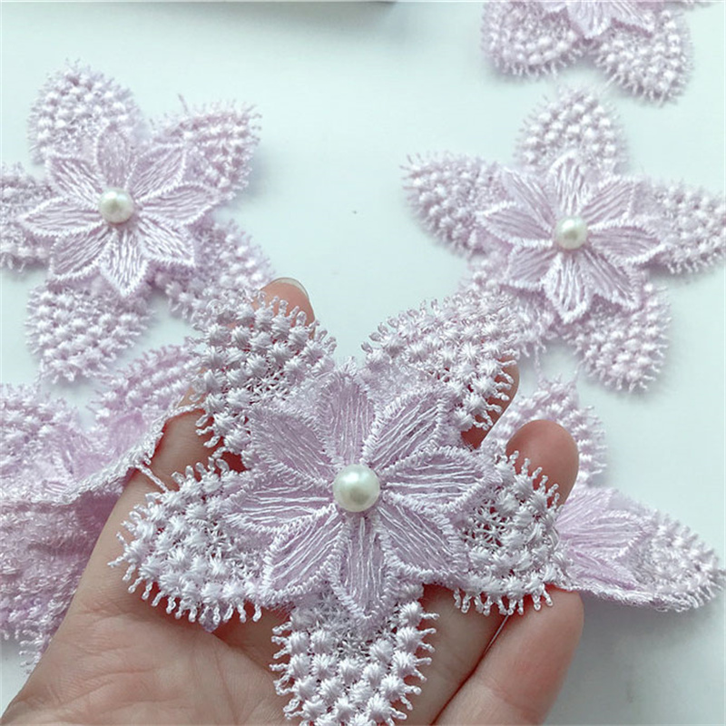 Polyester Silk Water Soluble Lace Computer Embroidery Diy Handmade Finish Five-Pointed Star Environmental Protection Colorful Flowers - 图片 4