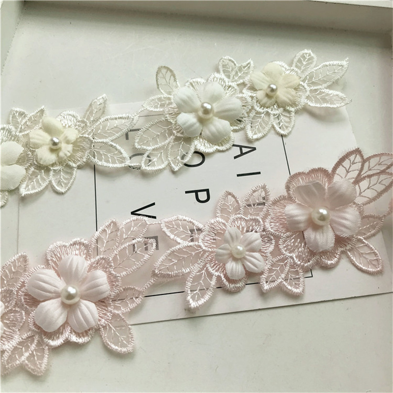 Organza Flower Lace Clothing Accessories Embroidery Mesh Lace Three-Dimensional Flower Diy Decoration Formal Dress Accessories - 图片 3