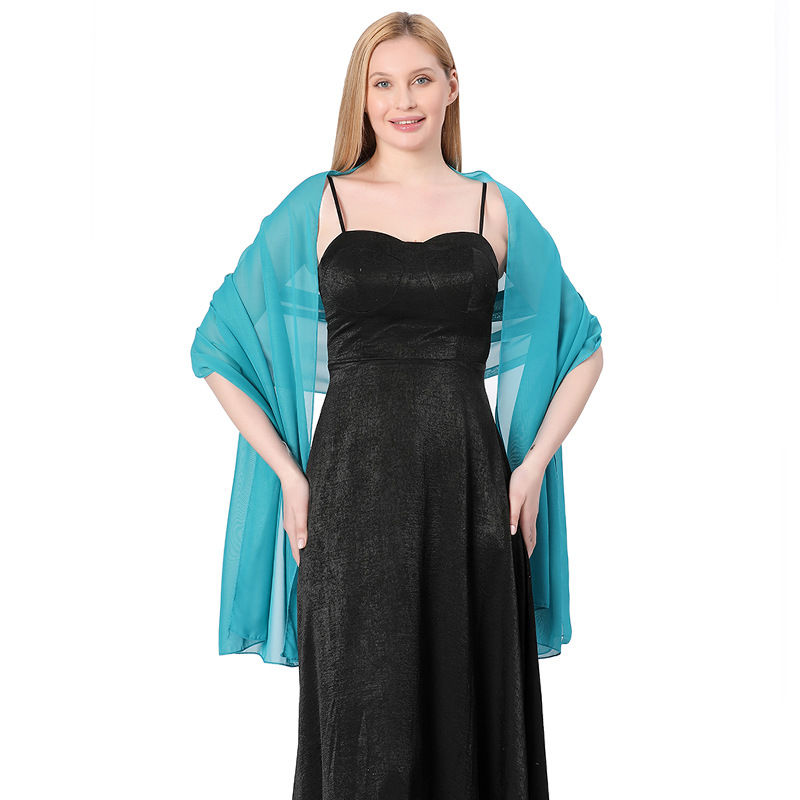 Solid Color Chiffon Dinner Shawl Dress Cheongsam Party Shawl Scarf Dual-Use Women - 图片 6