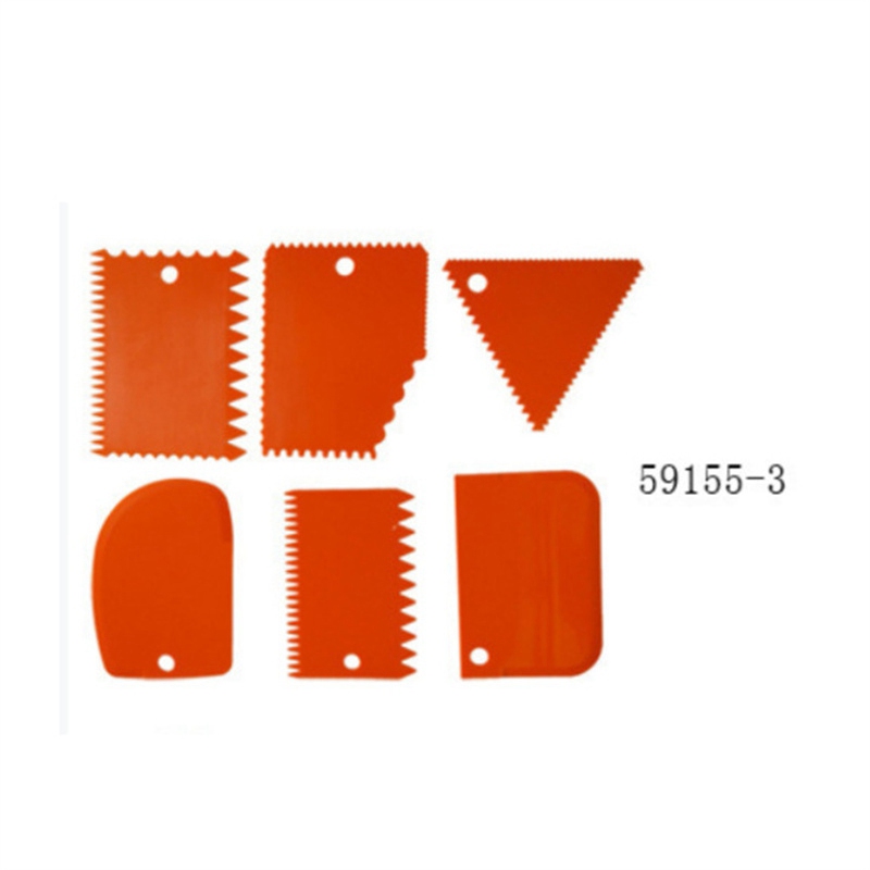 Color 6-Piece Plastic Trapezoidal Semicircle ARC Triangle Serrated Cake Cream Scraper - 图片 6