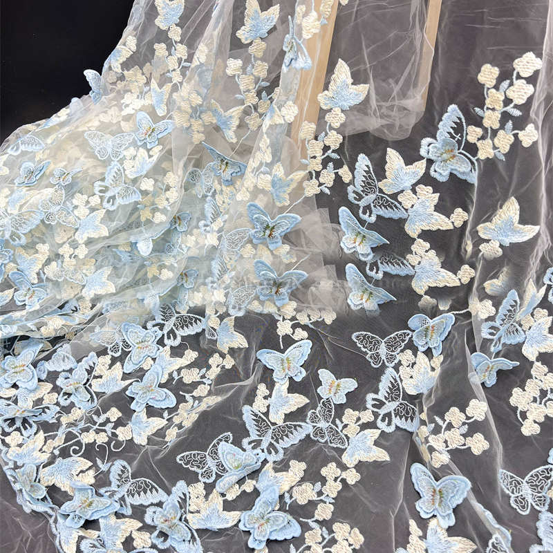 Unilateral Milk Silk 3D Butterfly Lace Mesh Three-Dimensional Embroidery Fabric Lace - 图片 7