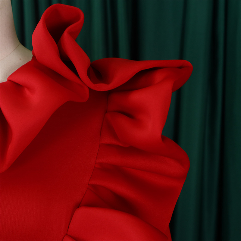 Women's Clothing Fashion Elegant Solid Color Large Swing Skirt Ruffled Dress - 图片 33