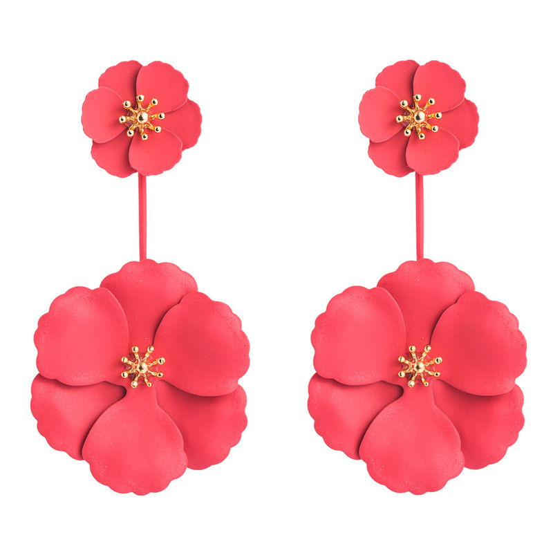 Fashion Sweet Exaggerated Inlaid Dual-Use Earrings European and American Bohemian Style Alloy Flower Long Earrings - Image 4