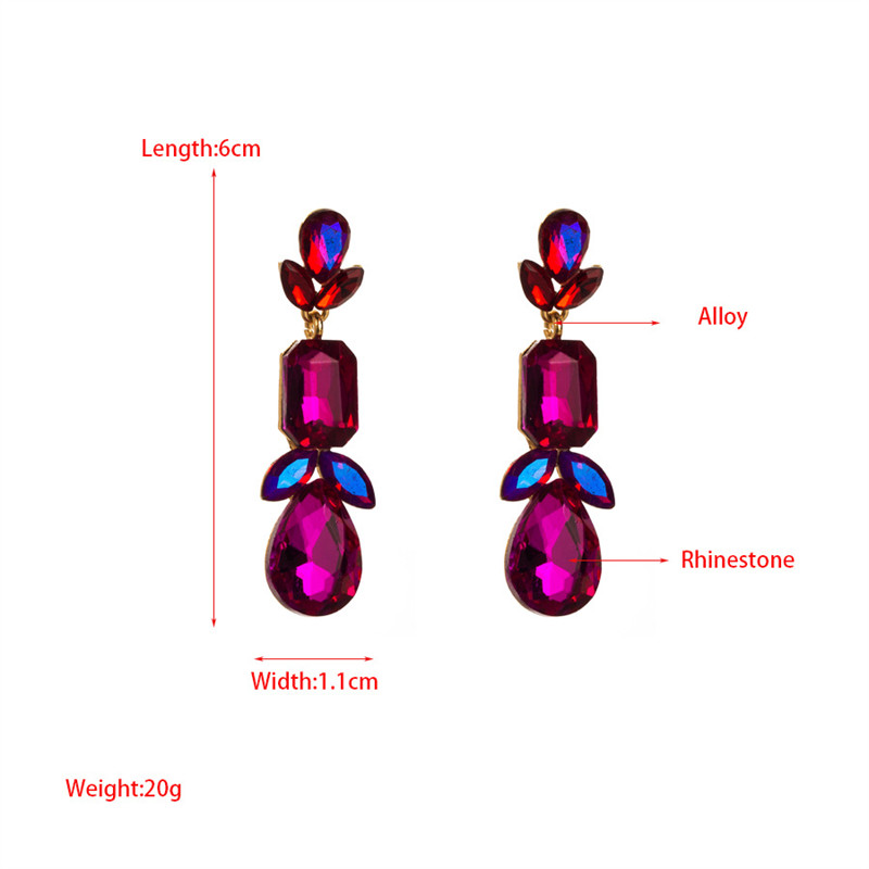 Fashion Temperament Super Shiny Colorful Rhinestone Long Eardrops Geometric Drop Earrings Female Accessories - Image 3