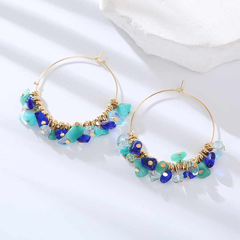 Retro Bohemian Ethnic Style Earrings Female Holiday Elegant Earrings Geometric Irregular Resin - Image 3