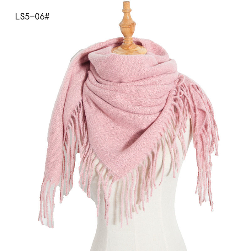Polyester Thorn Long Tassel Plaid Square Scarf Shawl Keep Warm Fashion Women - 图片 15
