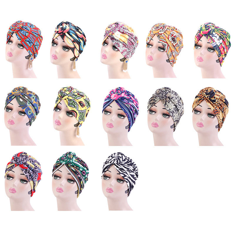 African Wind Vortex Knotted Turban Hat Fashion Hat Muslim Hat Baotou Cap Chemo Cap - 图片 3
