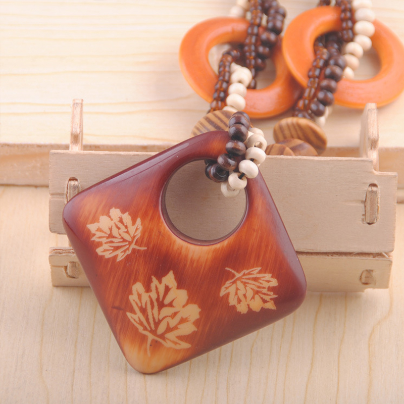 Retro Wood Necklace Female Accessories Long Sweater Chain Wholesale Ethnic Style Cotton Linen Necklace Gift Pendant Necklace Rope - Image 13