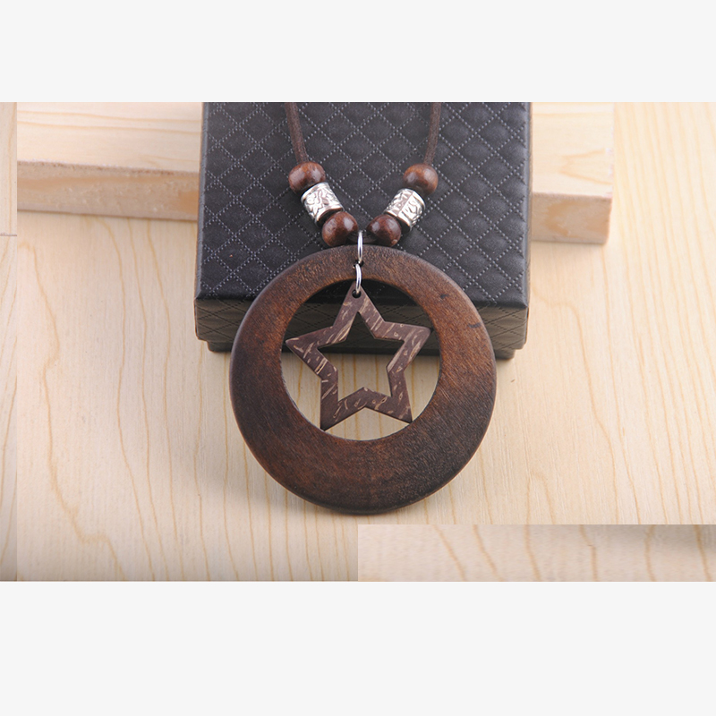 Retro Wood Necklace Female Accessories Long Sweater Chain Wholesale Ethnic Style Cotton Linen Necklace Gift Pendant Necklace Rope - Image 14