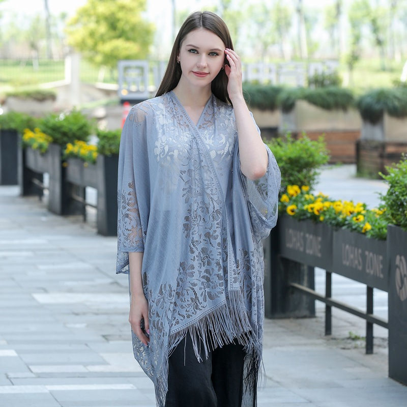 Hollow Lace Sunscreen Shawl Women's Dress Cheongsam Shawl Travel Vacation Beach Shawl - 图片 13