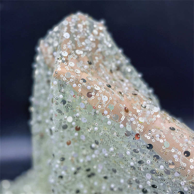 Pearl Sequined Fabric Mesh Pearl Embroidery Fabric DIY Clothing Adjuvant - 图片 7
