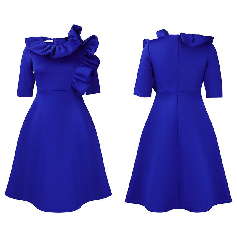 Women's Clothing Fashion Elegant Solid Color Large Swing Skirt Ruffled Dress - 图片 38