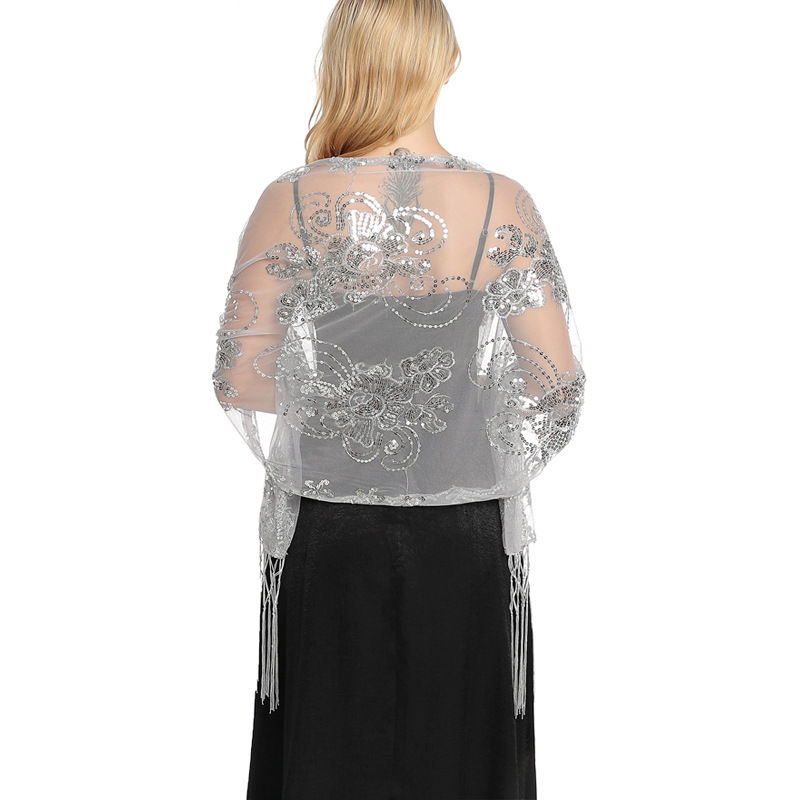 Sequined Embroidered Tassel Shawl Evening Dress Dinner Shawl Women Cheongsam Shawl - 图片 17