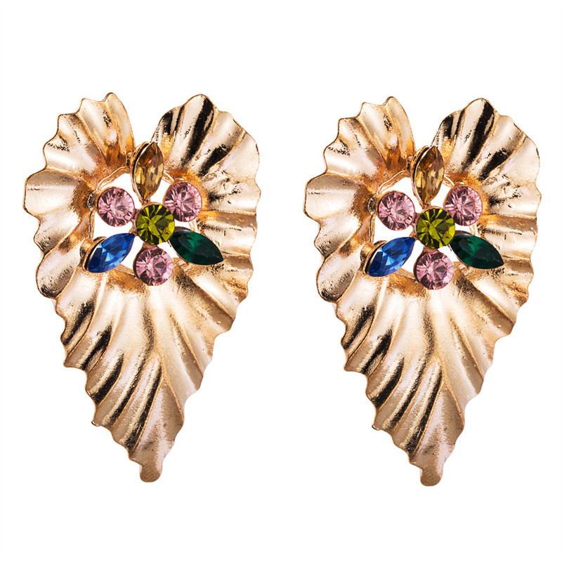 Fashion Dignified Alloy Inlaid Color Rhinestone Earrings Creative Heart-Shaped Bohemian Earrings - Image 5