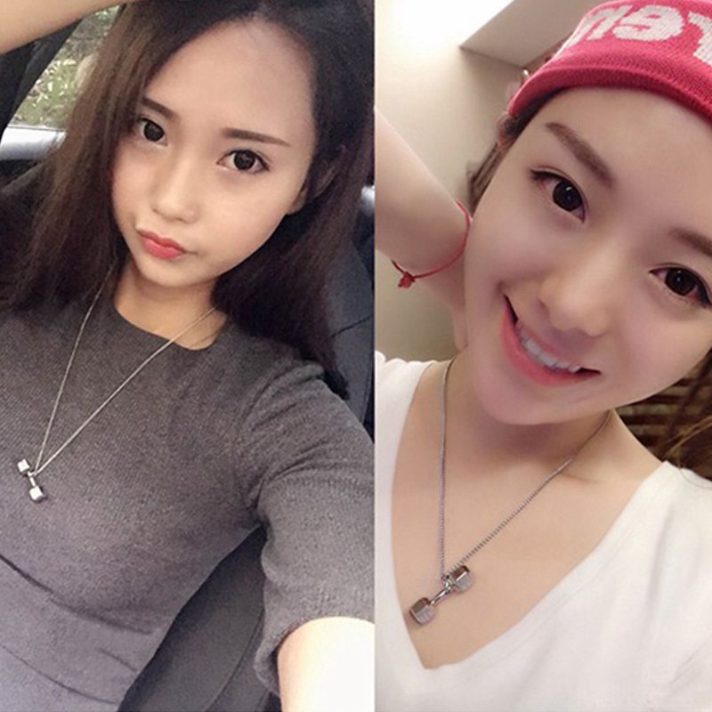 Fashion Fitness Barbell Dumbbell Men's Necklace Domineering Trendy Male Clavicle Couple Pendant Female - Image 5