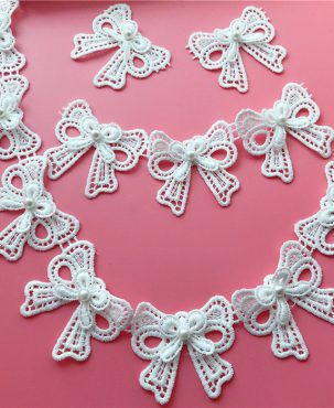 Water Soluble Milk Fiber Lace Clothing Decorative Accessories Lace Bow Diy Handmade Coat and Cap Accessories