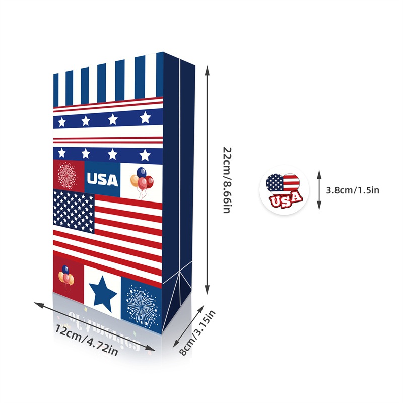 Lb225 Amazon American Independence Day Flag Celebration Party Gift Candy Flat Bottom Kraft Paper Bag - 图片 10