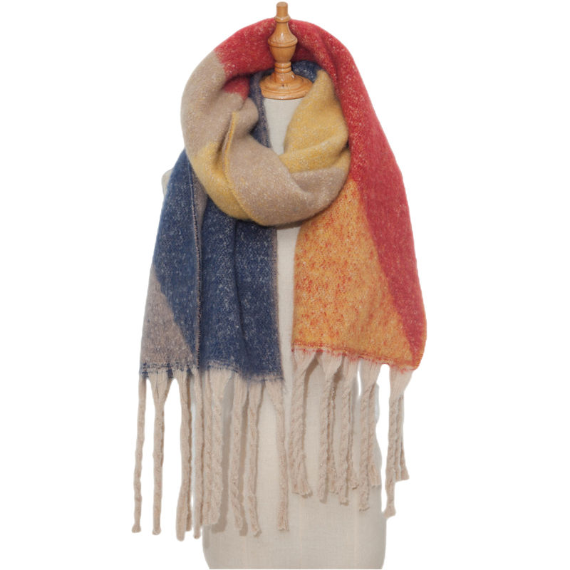 Shawl Autumn and Winter Thickened Tassel Jacquard Geometric Scarf Keep Warm - 图片 14