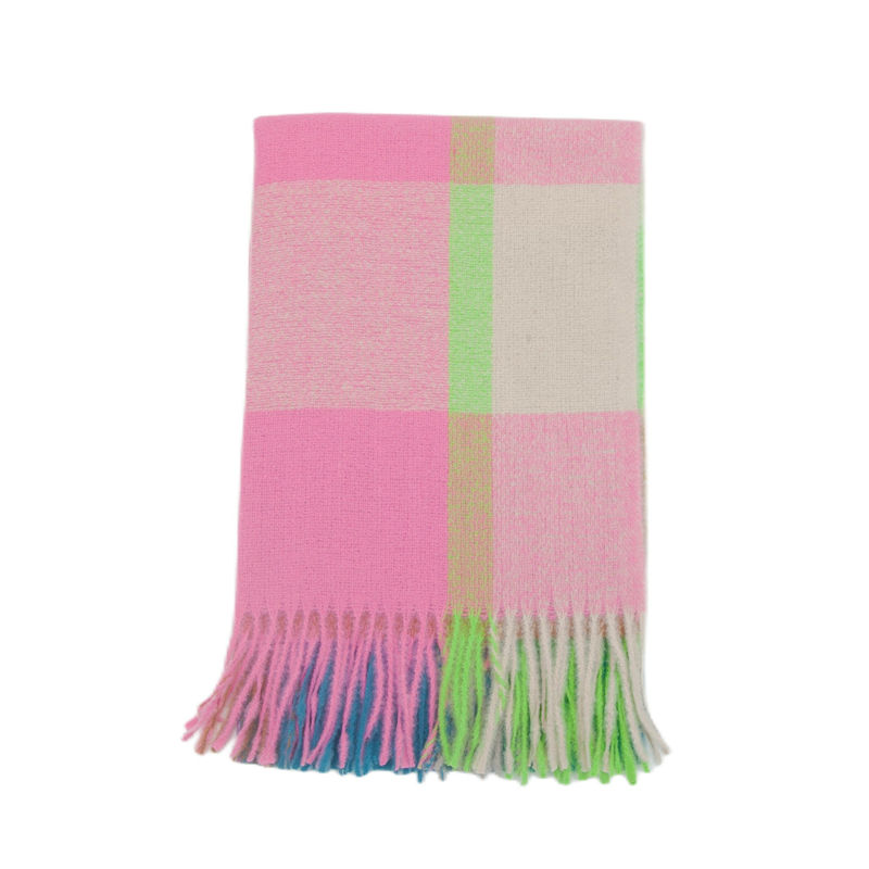 Plaid Scarf Autumn and Winter Thickened Tassel Scarf Rainbow Scarf Shawl Keep Warm - 图片 6