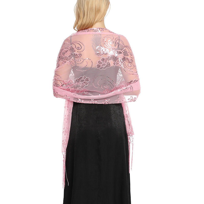 Sequined Embroidered Tassel Shawl Evening Dress Dinner Shawl Women Cheongsam Shawl - 图片 19