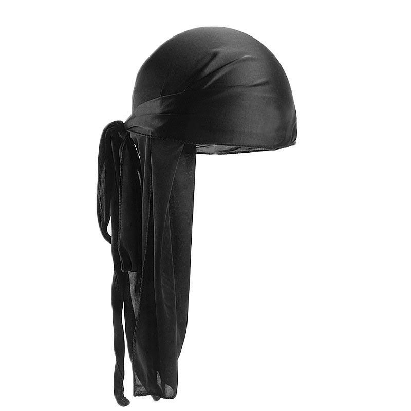 Men's and Women's Silk-like Long Tail Turban Hat Pirate Hat Silky Durag Hair Cap - 图片 18