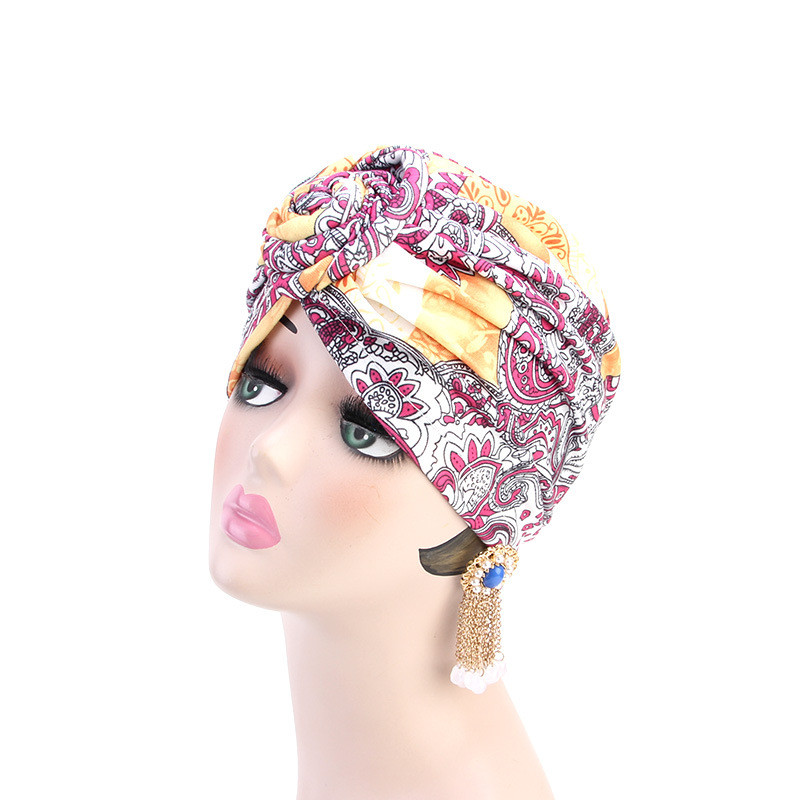 African Wind Vortex Knotted Turban Hat Fashion Hat Muslim Hat Baotou Cap Chemo Cap - 图片 17