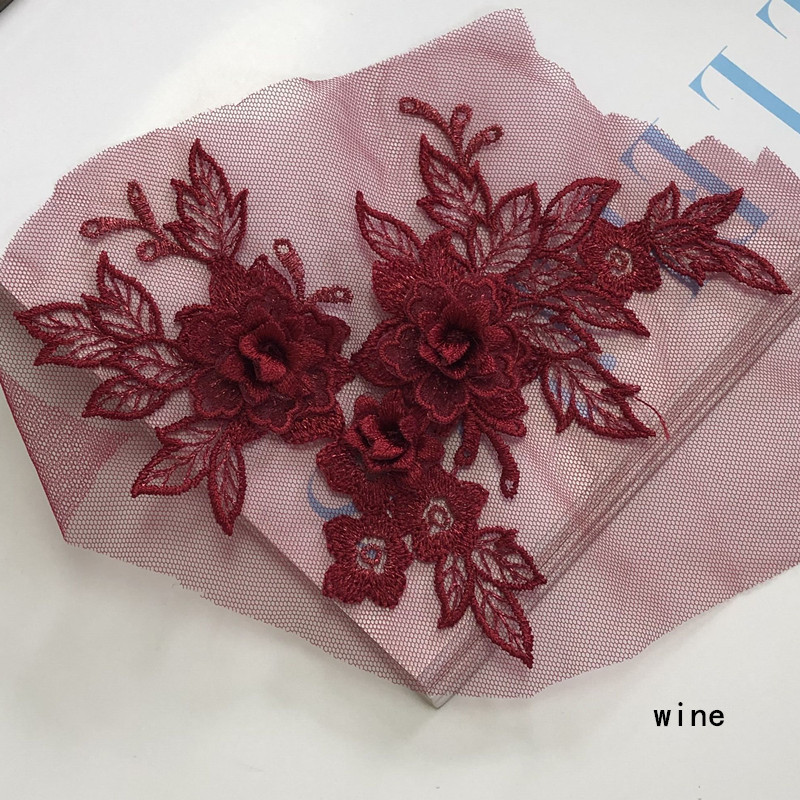 Three-Dimensional Flower Mesh Embroidered Cloth Stickers Lace Patch Wedding Dress Clothing Ornaments Accessories Hand Sewing Diy - 图片 18