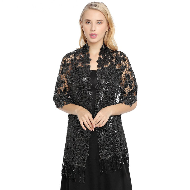 Water Soluble Sequin Tassel Shawl Cheongsam Shawl High-End Evening Gown Shawl Women - 图片 16