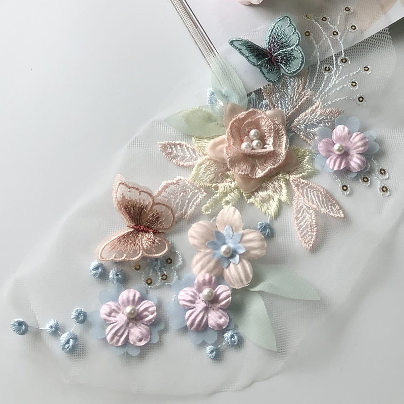 Three-Dimensional Sequin Flower Embroidery Beads Cloth Sticker Butterfly Patch Skirt Hanfu Decoration Accessories Diy - 图片 8