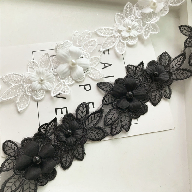 Organza Flower Lace Clothing Accessories Embroidery Mesh Lace Three-Dimensional Flower Diy Decoration Formal Dress Accessories - 图片 4