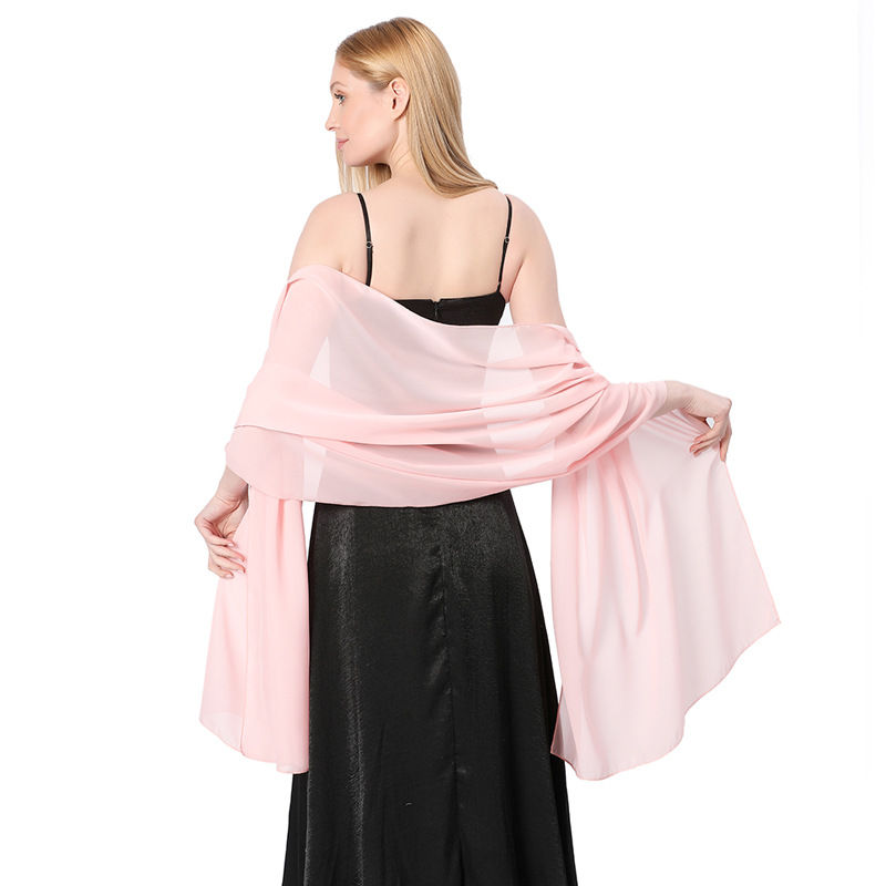Solid Color Chiffon Dinner Shawl Dress Cheongsam Party Shawl Scarf Dual-Use Women - 图片 7