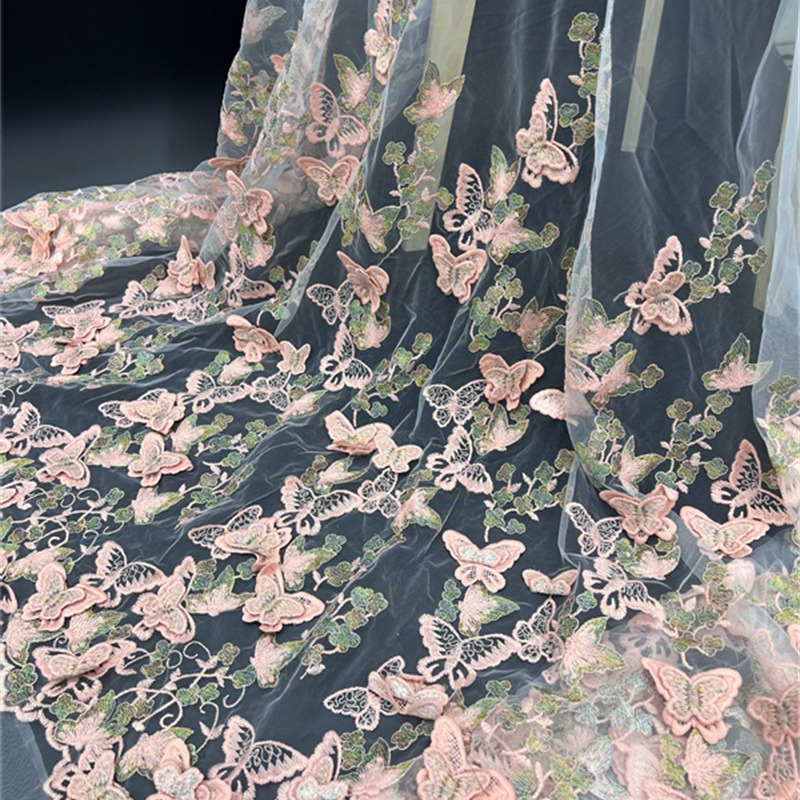 Unilateral Milk Silk 3D Butterfly Lace Mesh Three-Dimensional Embroidery Fabric Lace - 图片 8
