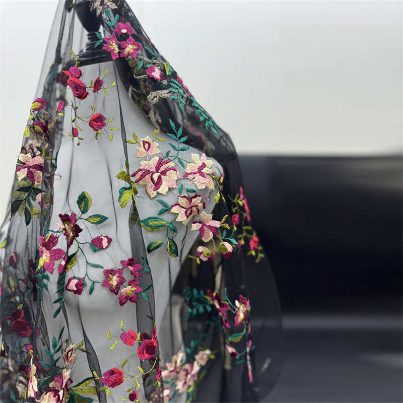 Apricot Black Water Soluble Soft Flower Embroidery Fabrics Lace DIY Fabric - Image 13