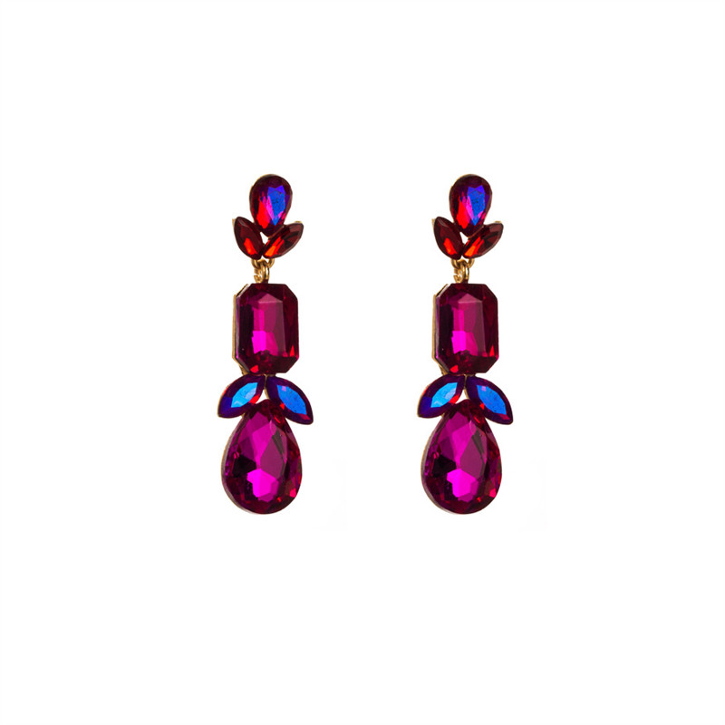 Fashion Temperament Super Shiny Colorful Rhinestone Long Eardrops Geometric Drop Earrings Female Accessories - Image 4