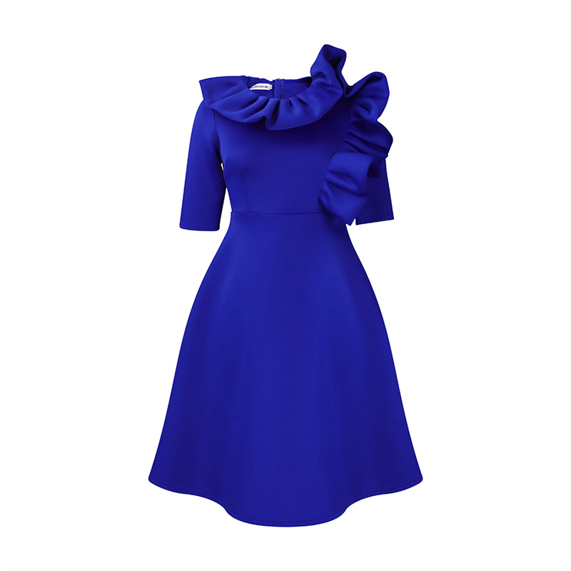 Women's Clothing Fashion Elegant Solid Color Large Swing Skirt Ruffled Dress - 图片 48