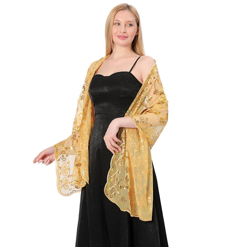 Sequined Shawl Evening Gown Cheongsam Shawl Women Scarf Fashion Pure Color - Image 17