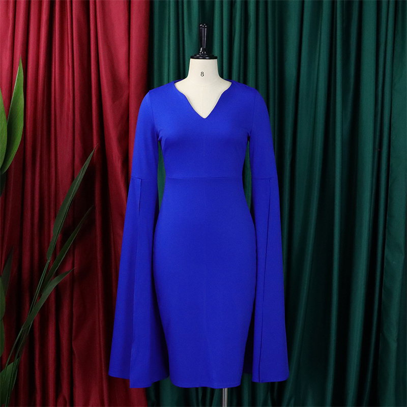 Women's Clothing V-neck Fashion Temperament Pencil Skirt Supply Dress - Image 51