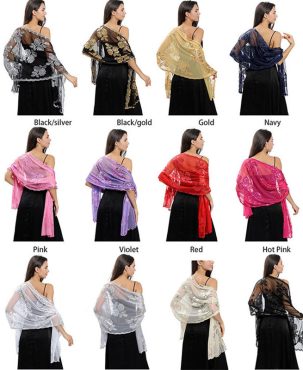 Big Peony Sequined Embroidered Shawl Wedding Dress Wraps Evening Gown Shawl Women