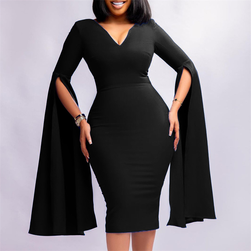 Women's Clothing V-neck Fashion Temperament Pencil Skirt Supply Dress - Image 53