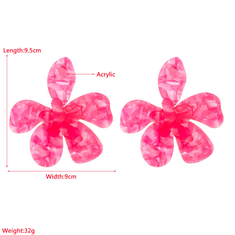 Trendy Unique Acrylic Stitching Flower Earrings Exaggerated Earrings Female Retro Graceful - Image 6