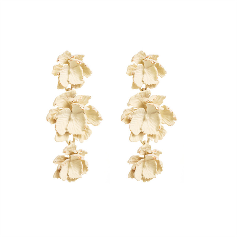 Flower Earrings Fashion Personality Multi-Layer Alloy Spray Paint Women Eardrop - 图片 6
